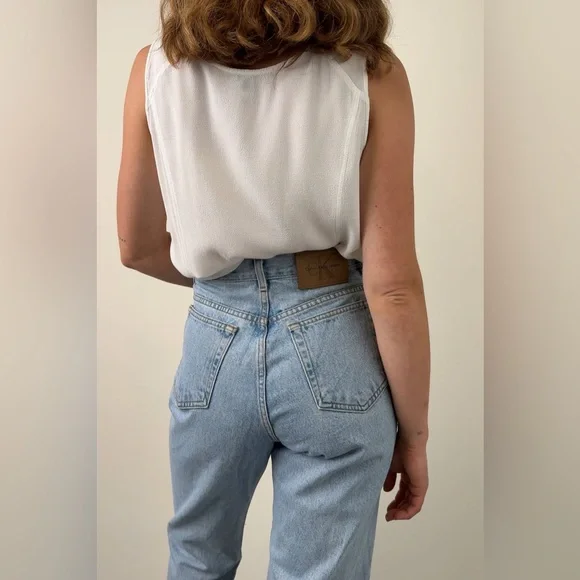 Vintage CK Calvin Klein SIZE 4 blue high rise tapered jeans - Picture 2 of 10
